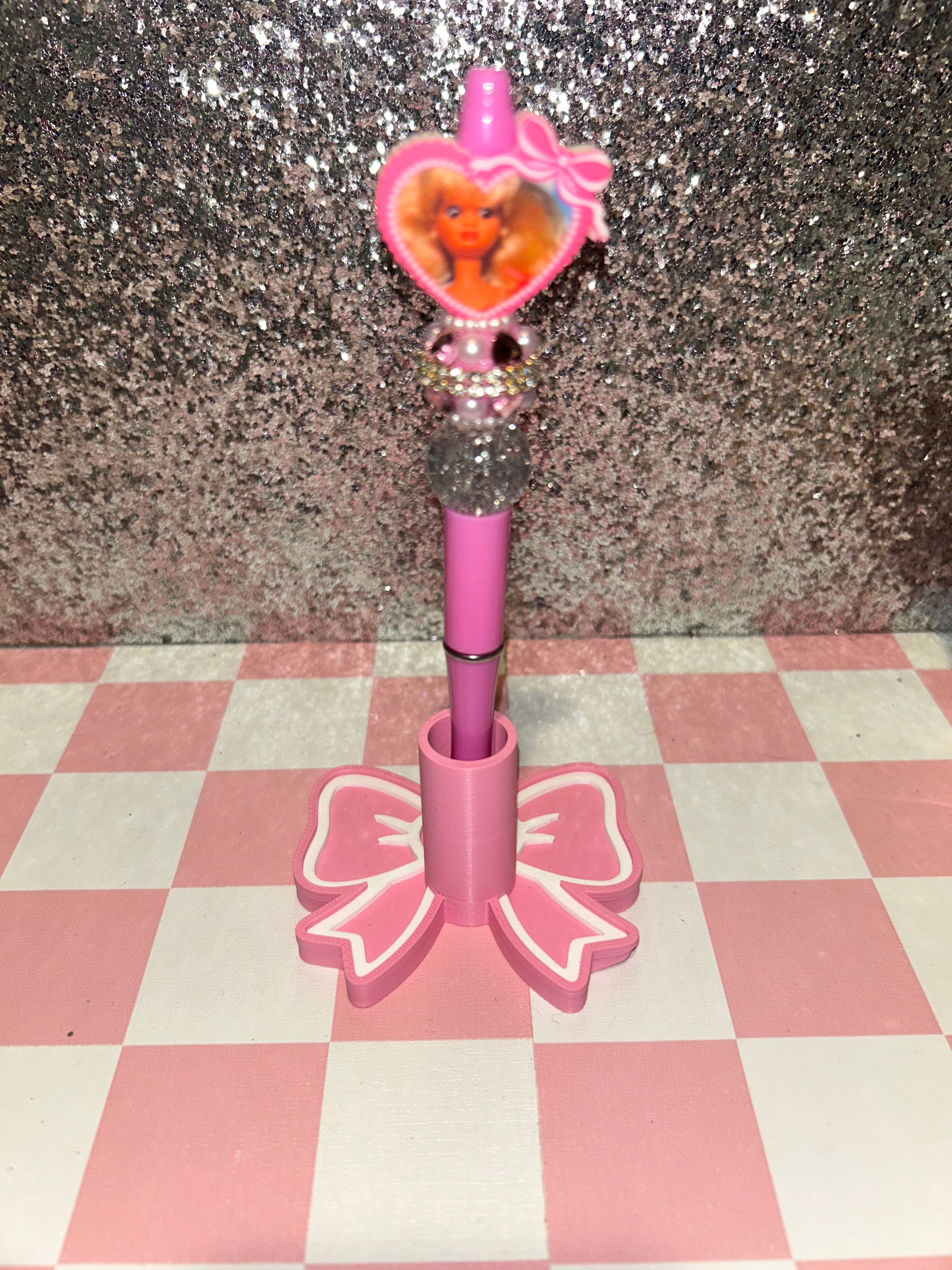 Distressed Barbie Heart Pen