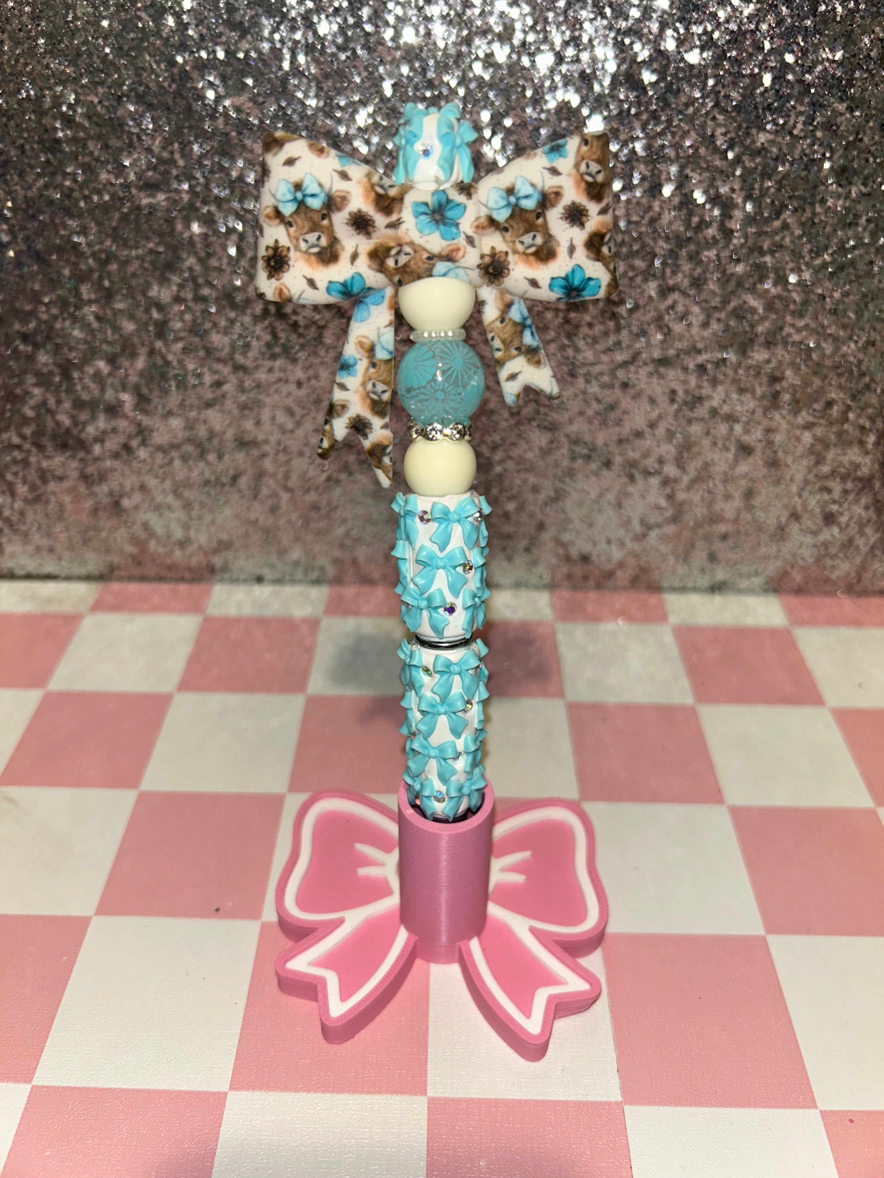 Blue Bow Cow Pen